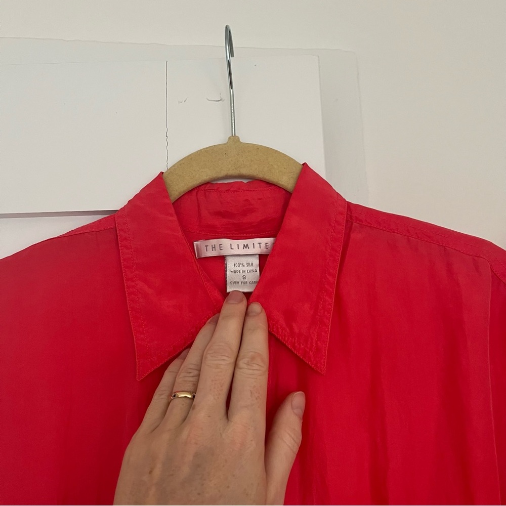 The Limited 100% silk pink short sleeve button-down
